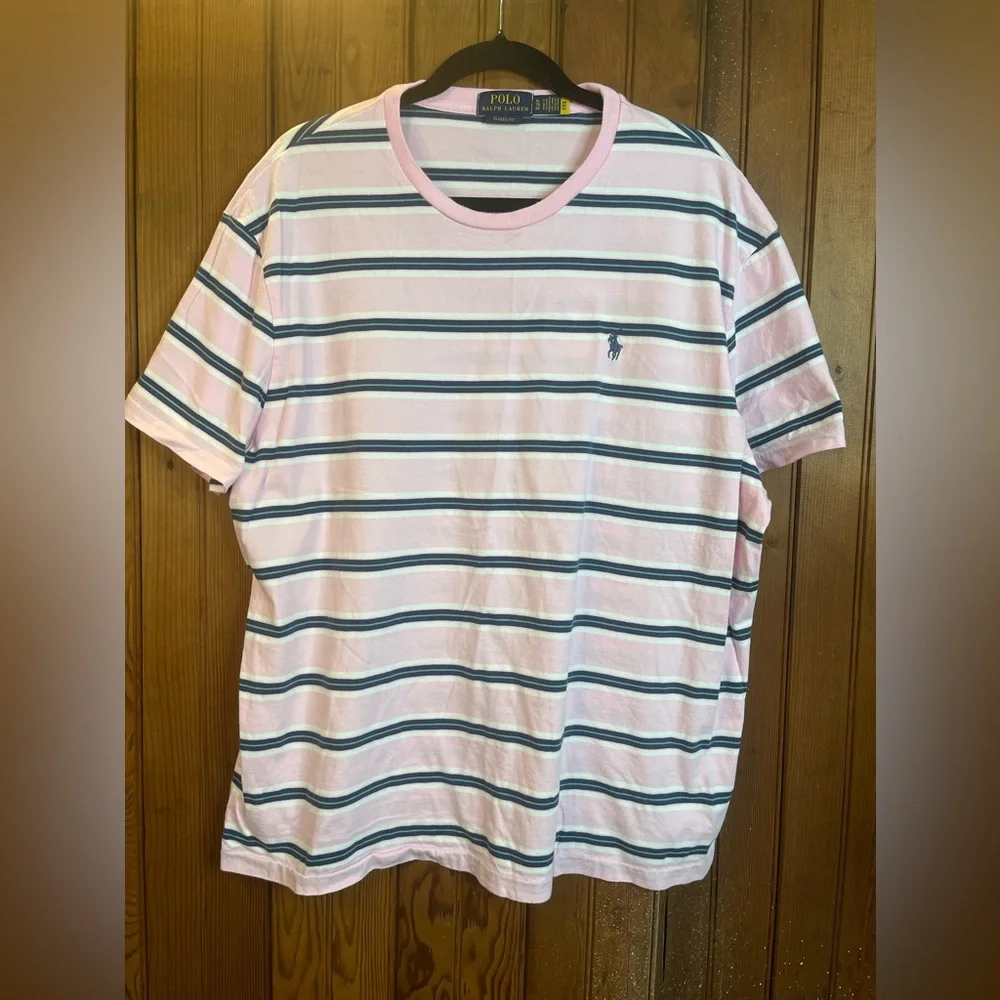 ⭐️Polo Ralph Lauren classic fit jersey short sleeve XL Pink and Blue